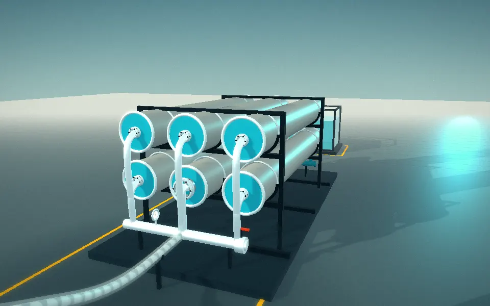 EWI industrial RO skid, 3D render